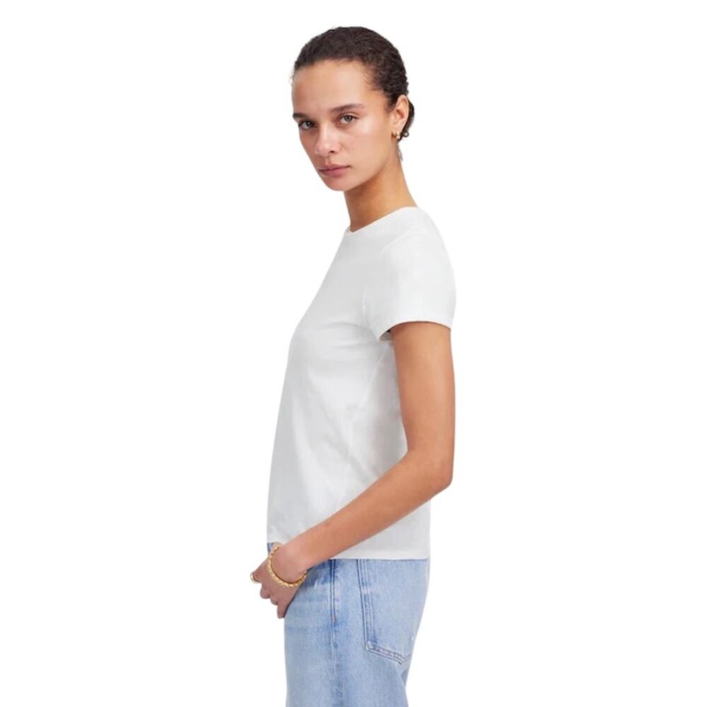 Madewell Essential Slim Tee XXS White 100% Cotton Fitted Crewneck NWT Basic - Picture 2 of 9